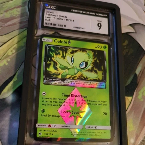 CGC 9 MINT 2018 POKEMON Sun & Moon Lost Thunder Celebi Holo Prism Star 19/214
