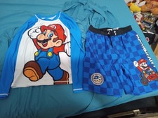 Super Mario Kart Swim Rash Guard Swim L/S Shirt  Shorts 10 12 Youth Unisex