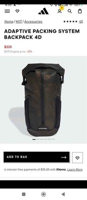 Adidas Adaptive Packing System Water Repellant Backpack 4D IT2182
