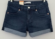 NWT'S Levi Strauss Girls 12 "Girlfriend Short" Dark Blue Wash Adjustable Waist