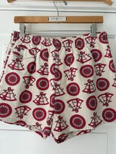 Vtg 50s 60s Swim Trunks Nautical Sailing M 32-34 Shorts Maritime Red 2" Inseam