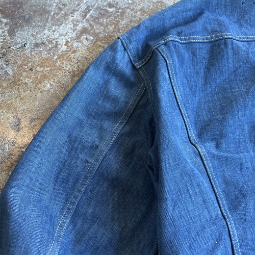 Vtg 70’s LEE 101-J Style Raw Denim Jean Jacket Mens Size 42 USA Trucker Type 3 - Afbeelding 15 van 19