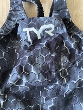 Womens TYR Avictor Venom closed back tech suit Size 26 black gray