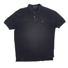 POLO RALPH LAUREN Black Polo Shirt Classic Fit Short Sleeve Cotton Mens L