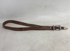 Vintage Women's Brown Woven Braided Leather Belt Silver Western Buckle Boho