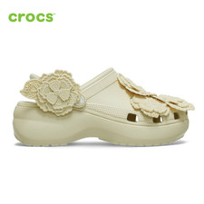 NEW CROCS Classic Platform Lace Floral Clog 212984 BONE