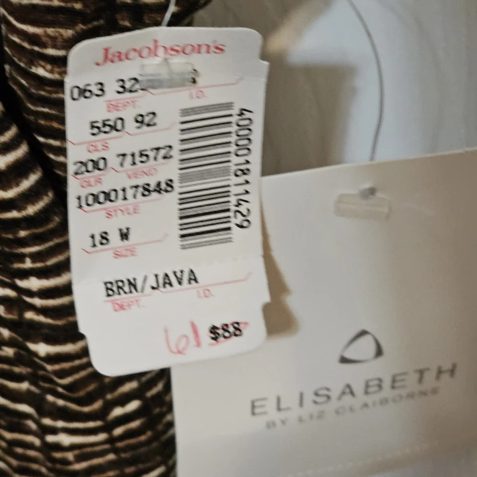 Top de Natación Tankini Elisabeth Liz Claiborne Vintage Negro Marrón Marfil Talla 18W NUEVO Foto 2 de 4