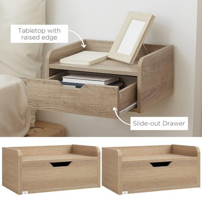 Schwebende Nachtschränkchen x 2 Paar Schlafzimmer Schublade Wandmontage Nachttisch Regal