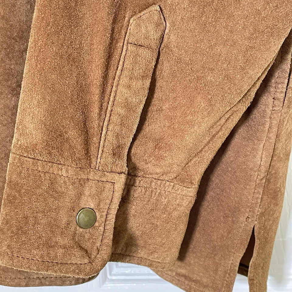 NF New Frontier Suede Womens Shirt Jacket Size XL Boxy Snap Buttons Y2K Style - Image 4 of 4