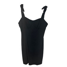 Free People M Intimately Black Tie Strap Mini Dress Faux Suede Whimsigoth