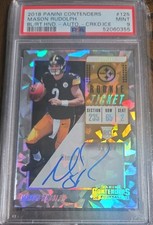 2018 Contenders  Mason Rudolph  #ed/24 Cracked Ice Rookie Ticket Auto RC PSA 10
