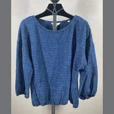 NEW Max Studio Shirt Womens Large blue boho casual classic