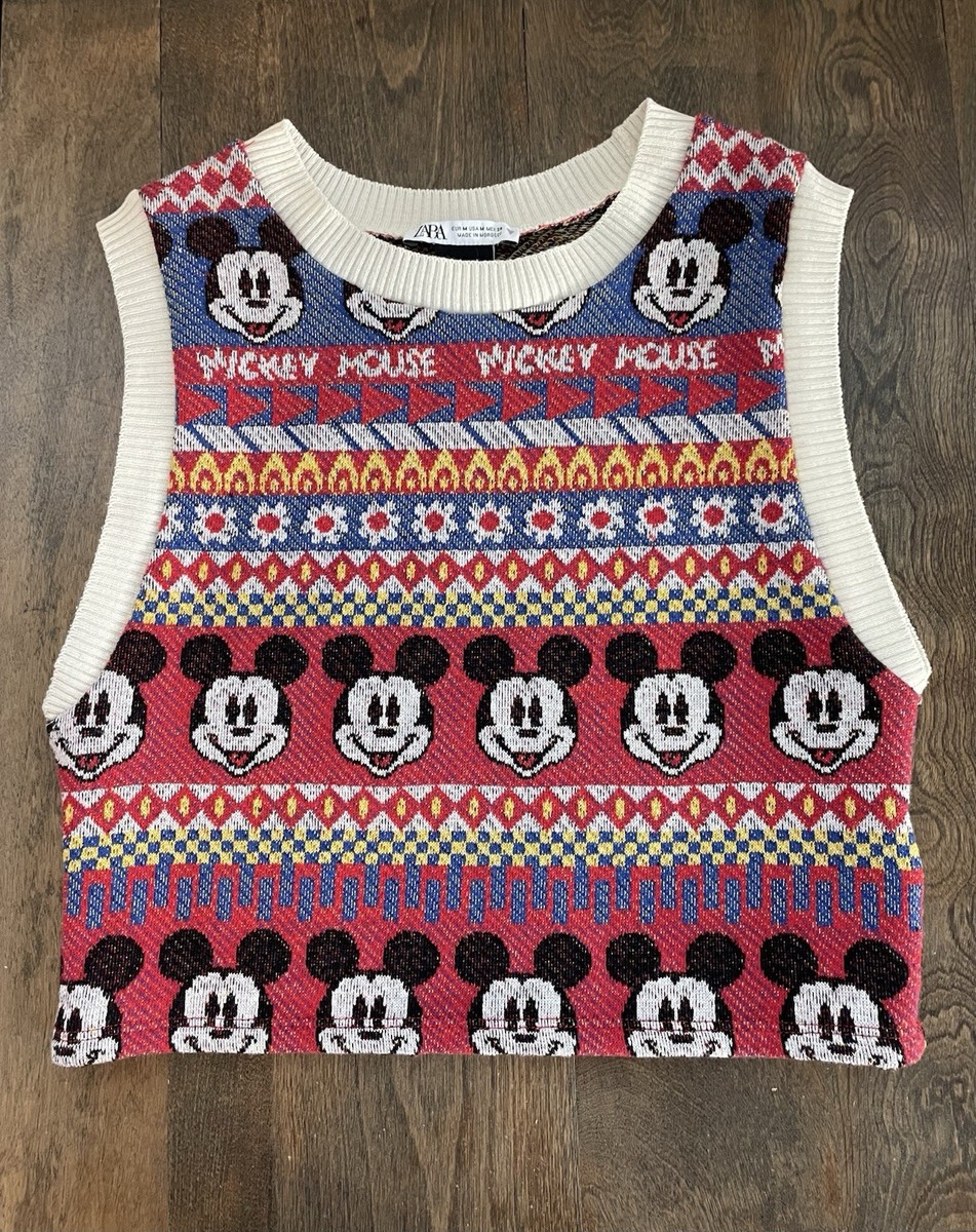 Disney X ZARA Mickey Mouse Fair Isle Sweater Vest Tank Top