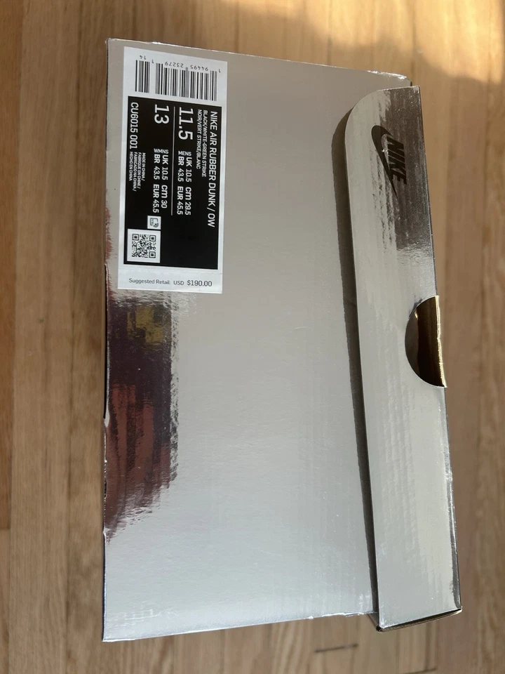 NEW Size 11.5 - Nike Air Rubber Dunk x Off-White Low Black/Green Strike - Image 3 of 4