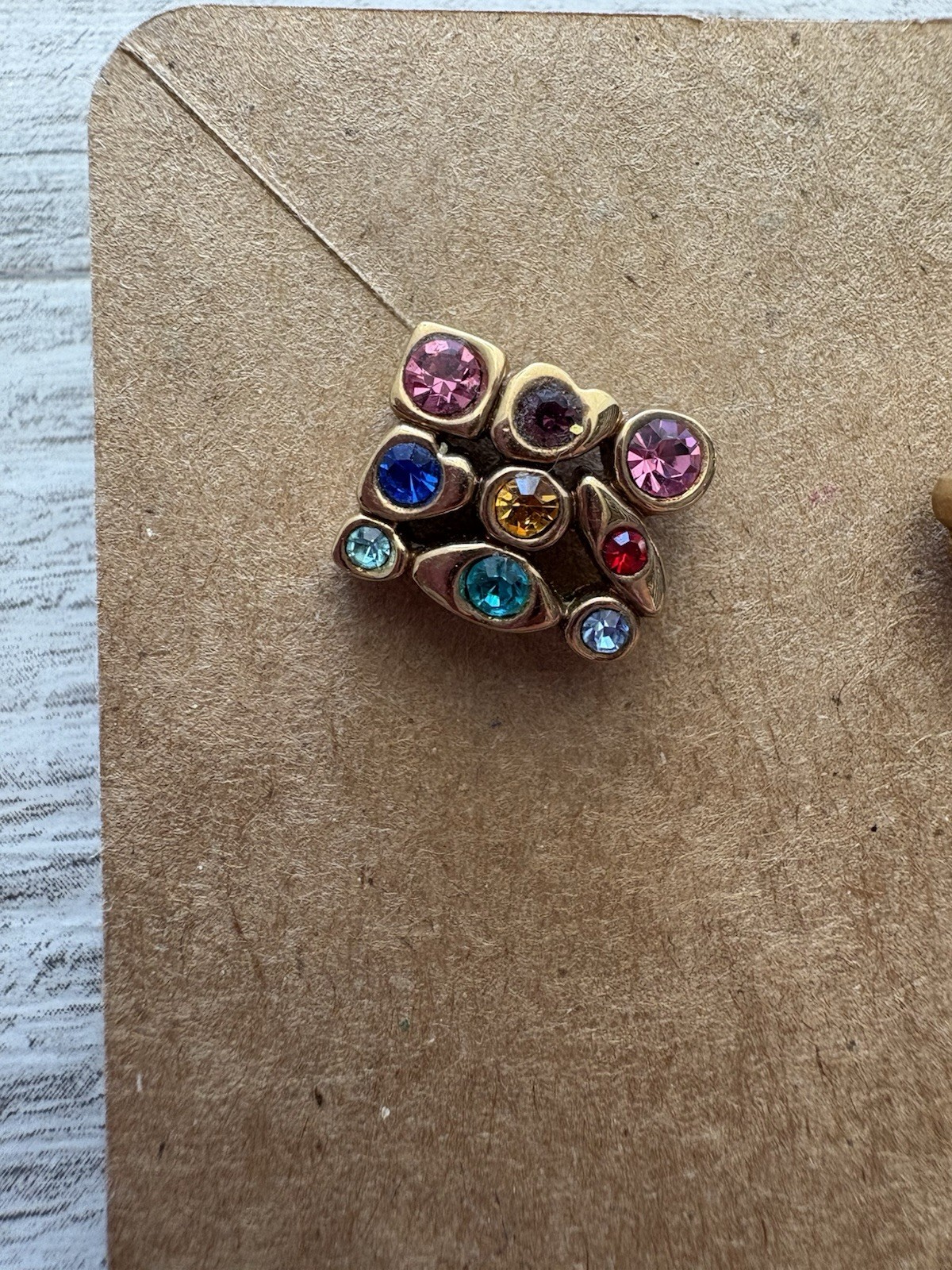 Gold Large Statement Earrings With Multi-Color Bl… - image 6