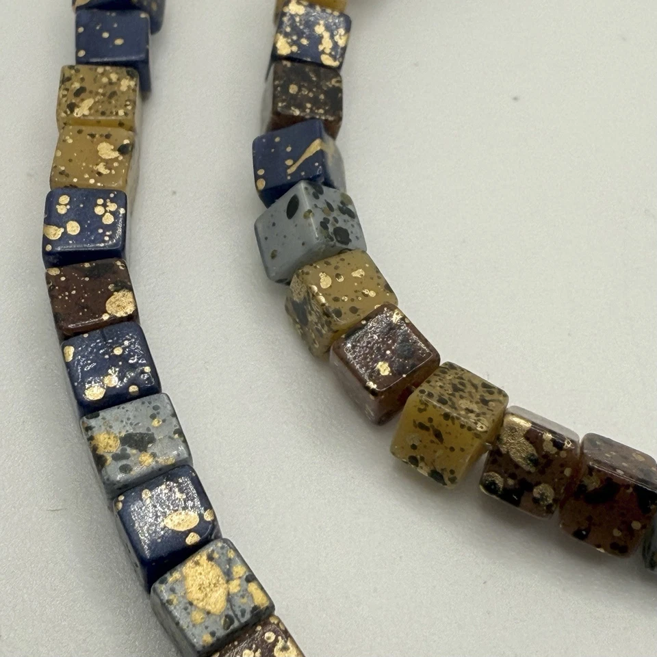 "Soporte de cadena para gafas con cuentas marrón azul moteado 26""" Foto 3 de 4