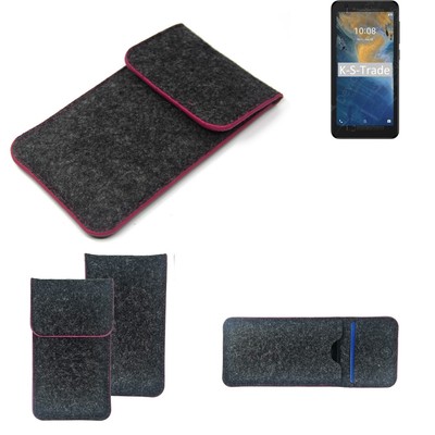 Filz Hülle für ZTE Blade A31 Lite dunkelgrau rosa Rand Case Tasche Schutz Hül