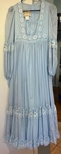 Gunne Sax by Jessica Long Sleeve Blue Lace Dress Prairie Cottagecore VTG Size 9