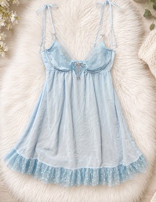 For Love And Lemons Baby Blue Babydoll Lingerie Size Small