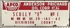 Vintage Porcelain Oil Field Sign - APCO Scully "E" No 1 Dickinson County