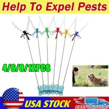 4-12PCS Indoor  Outdoor Fake Dragonfly Rod Clip,Dragonfly Clip Bug Repellent,3D