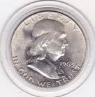 1963  D  Franklin  Half  Dollar   (90% Silver)  Coin,  50  Cents.