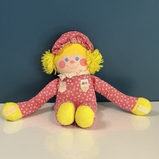 Vintage Fisher Price Plush CRIB FRIENDS GIRL Pink Doll Rattle Squeaker Baby 1984