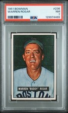 1951 BOWMAN #236 WARREN ROSAR PSA 7