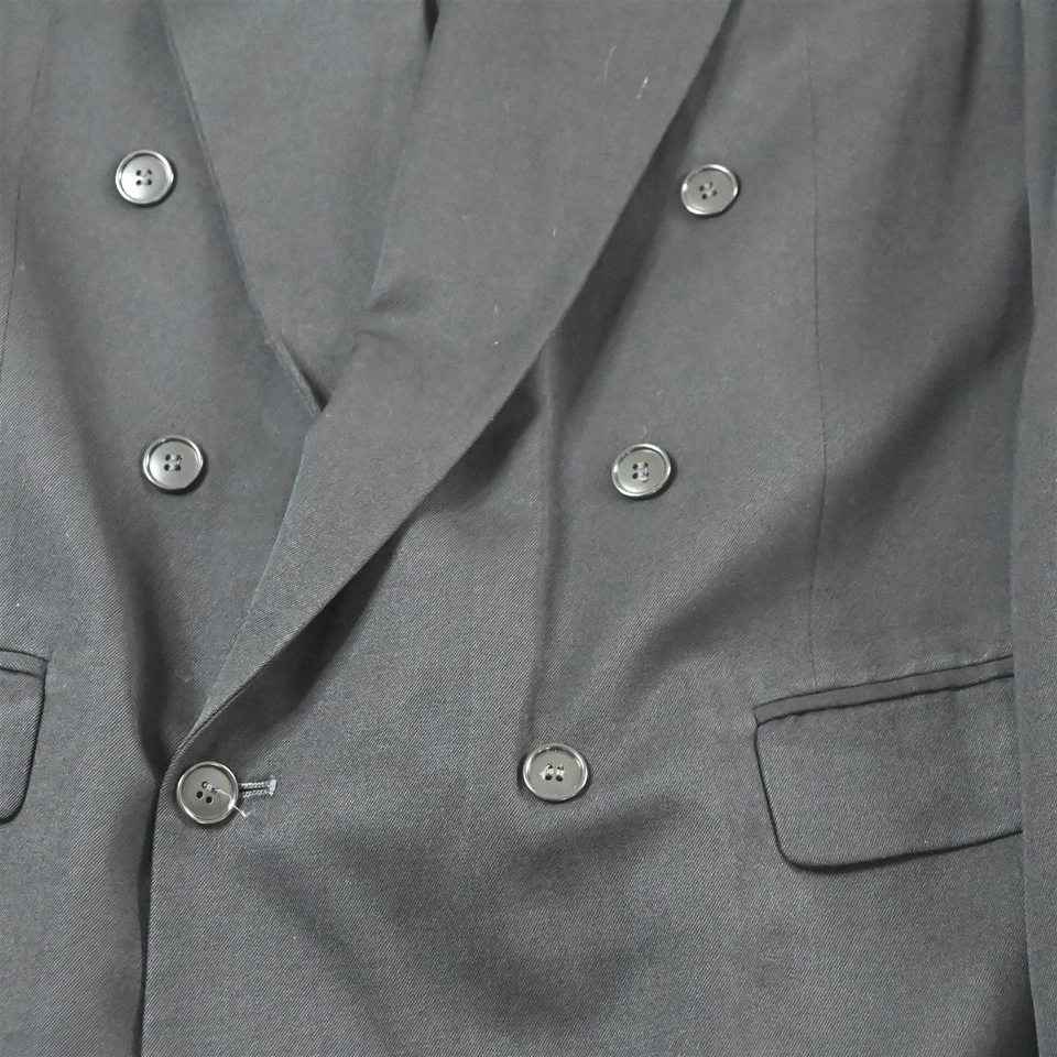 Blazer Traje Chaqueta Abrigo Deportivo De Colección Hecho en EE. UU. Doble Pecho 44L Lana Negra para Hombres Foto 3 de 4
