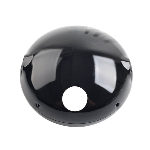 Glossy Black 7" Motorcycle Round Headlight Headlamp Housing Cover Bucket - Picture 8 of 9