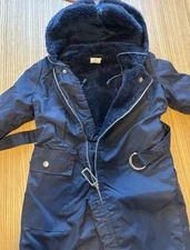 60/70s  Vintage Snowsuit: One Piece Size 3 Belted, Fur Lined Hood With Zipper