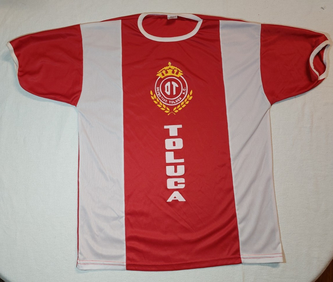 Deportivo Toluca F.C. Soccer Jersey – Red/White – Measures 21x26 – Preowned