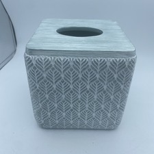 Martha Stewart Ash Leaf Textured Ceramic Tissue Box Holder New