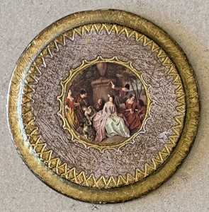 Vintage MCM Italian Florentine Gold Gilt Wood Decoupage Art Plaque