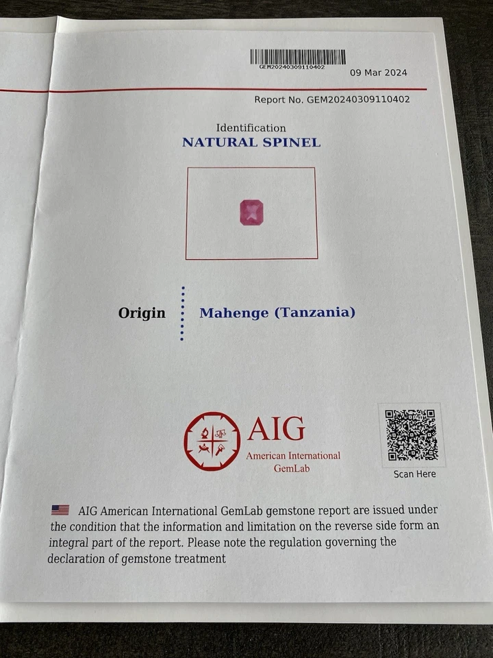 AIG Mahenge Spinell Pink 1,27 ct - Bild 4 von 4