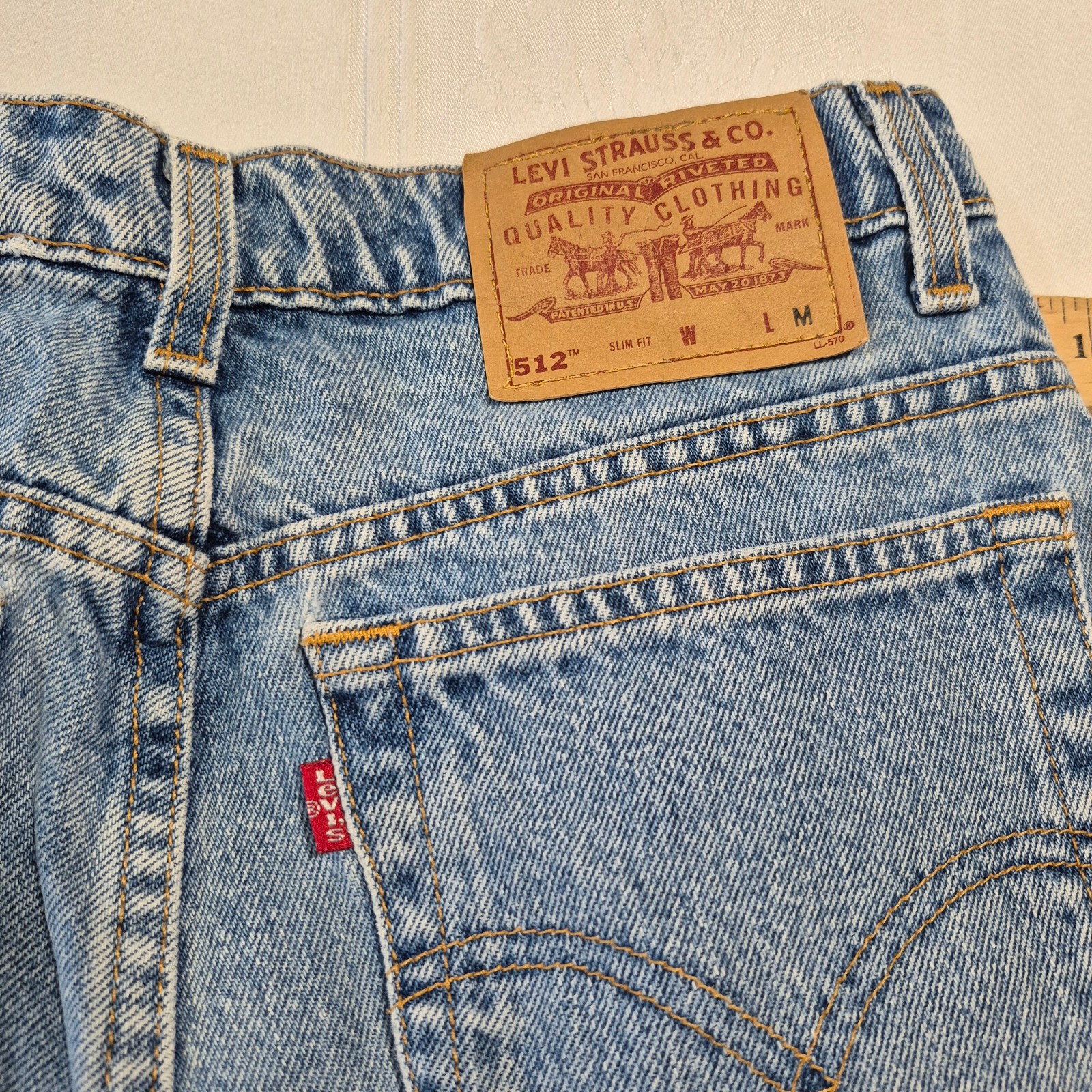 VTG LEVIS 512 JEANS SLIM FIT TAPERED LEG BLUE 28x30 SIZE 8 MADE IN MEXICO thumbnail 12