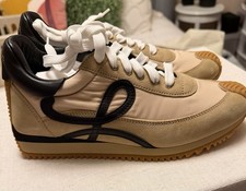 LOEWE Beige/Black Low Top Lace-Up Sneakers Gum Tread Sole Unisex Adults