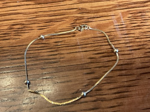 Delicato piccolo bracciale in oro giallo 14 kt lungo 0,5 grammi 7 pollici - Foto 3 di 10