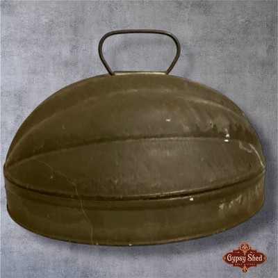 Antique Tin Melon Shape Ribbed Steamed Toffee Pudding Cake Mold Oval Kreamer