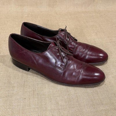 Vintage Bally of Switzerland Derby Shoes Mens 10 Burgundy Leather Oxford Italy
