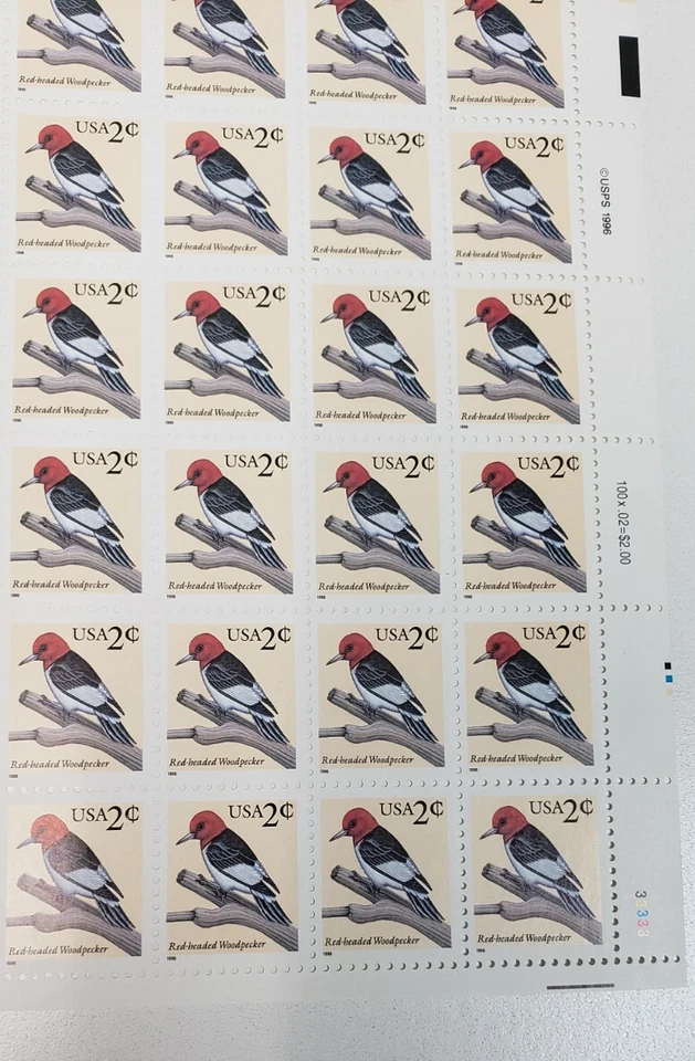 1500 RED-HEADED WOODPECKER 2¢ Stamps - 15 Sheets, each with 100 US  Mint NH 1996 - Image 3 of 4