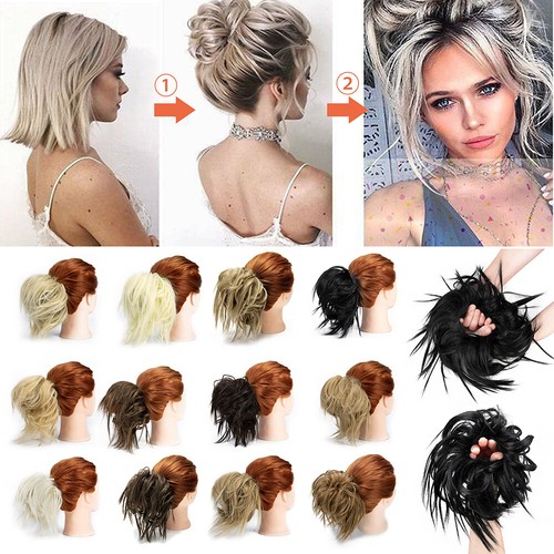 Women Thick Messy Curly Wavy Chignon Hair Bun Scrunchie Hair Extensions Natural - Picture 4 of 25