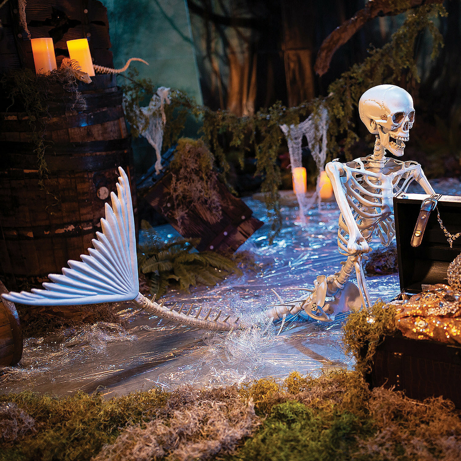 Life-Size Original Mermaid Skeleton Halloween Decoration, Home Decor, 1
