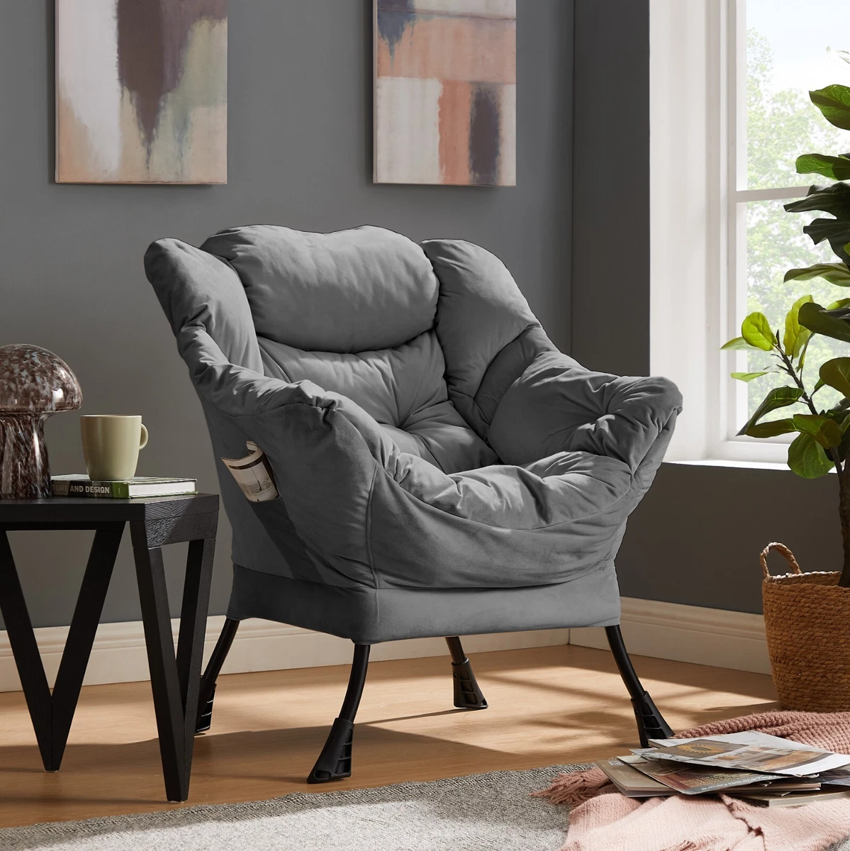 Velvet Lazy Chair Occasional Chair Armchair Accent Chair Comfy Reading Chair