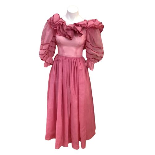 1970's Pink Ruffle Dress - image 1