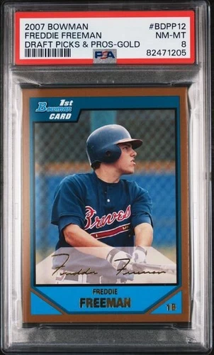 FREDDIE FREEMAN 2007 Bowman DRAFT PICKS GOLD #BDPP12 PSA 8 NM-MT 1st Bowman