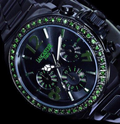 Lancaster Italy Damen Armband Uhr Schwarz Grün Chronograph