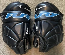 Wayne Primeau Game Worn Hockey Gloves - San Jose Sharks Fury Signed 
