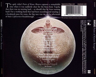 KANSAS - POINT OF KNOW RETURN NEW CD