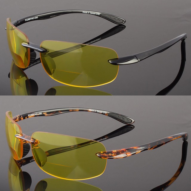 Bifocal Glasses Yellow Tint Night Vision Riding Driving Sports Indoor
